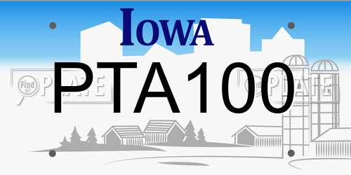 PTA100 Iowa License Plate