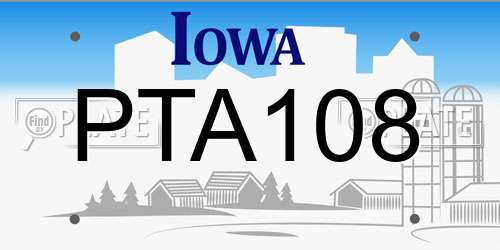 PTA108 Iowa License Plate