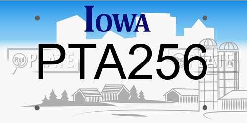 PTA256 Iowa License Plate