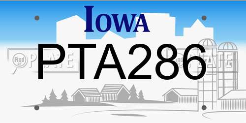 PTA286 Iowa License Plate