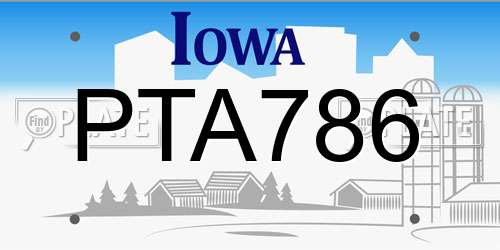PTA786 Iowa License Plate