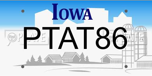PTAT86 Iowa License Plate