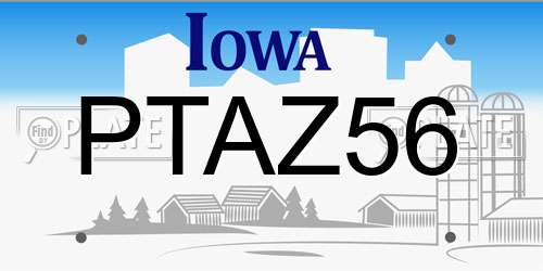 PTAZ56 Iowa License Plate