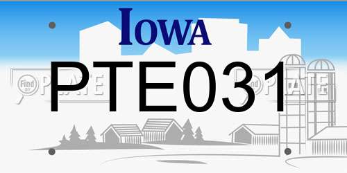 PTE031 Iowa License Plate