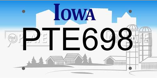 PTE698 Iowa License Plate