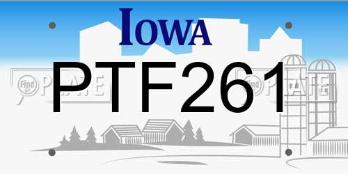 PTF261 Iowa License Plate