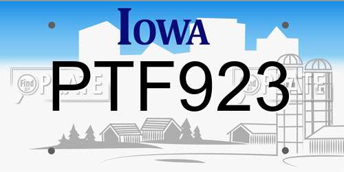 PTF923 Iowa License Plate