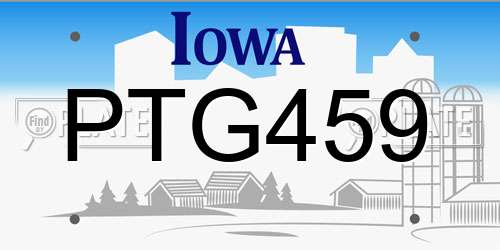 PTG459 Iowa License Plate