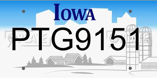PTG9151 Iowa License Plate