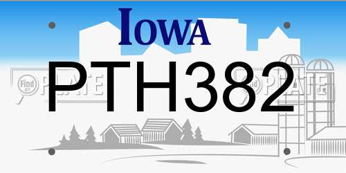 PTH382 Iowa License Plate