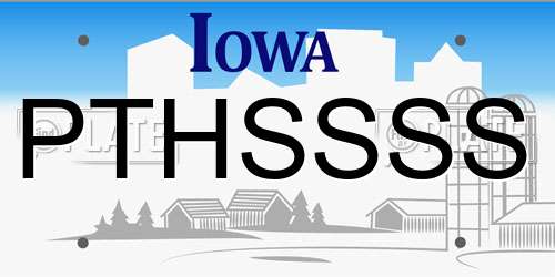 PTHSSSS Iowa License Plate