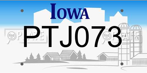 PTJ073 Iowa License Plate