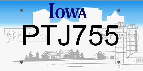 PTJ755 Iowa License Plate