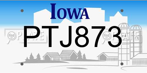 PTJ873 Iowa License Plate