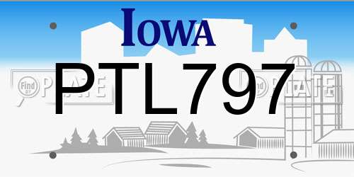 PTL797 Iowa License Plate