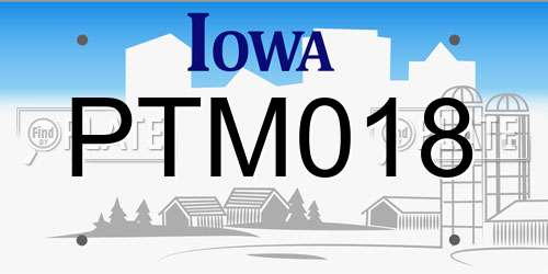PTM018 Iowa License Plate