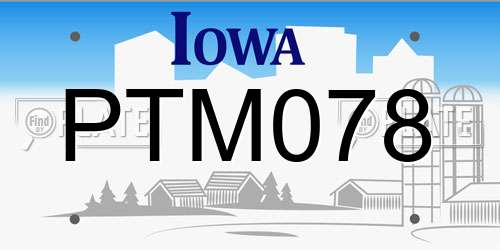 PTM078 Iowa License Plate
