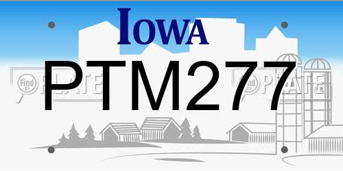 PTM277 Iowa License Plate