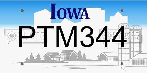 PTM344 Iowa License Plate