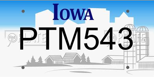 PTM543 Iowa License Plate