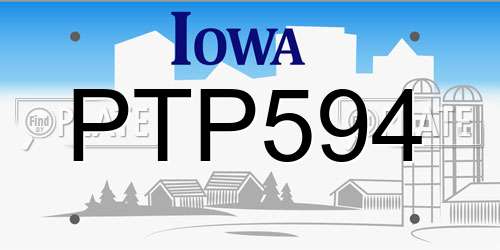 PTP594 Iowa License Plate