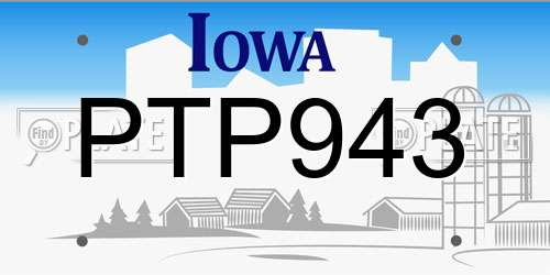 PTP943 Iowa License Plate