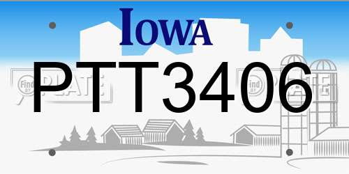 PTT3406 Iowa License Plate