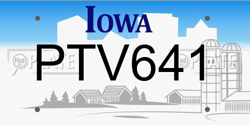 PTV641 Iowa License Plate