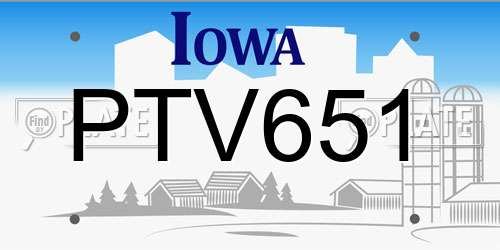 PTV651 Iowa License Plate
