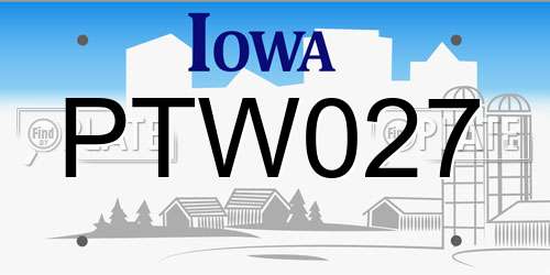 PTW027 Iowa License Plate