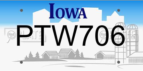 PTW706 Iowa License Plate
