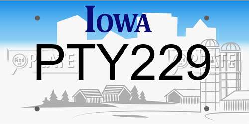 PTY229 Iowa License Plate