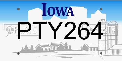 PTY264 Iowa License Plate