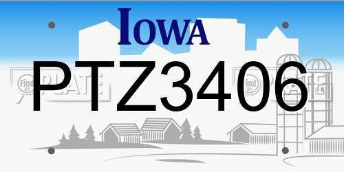 PTZ3406 Iowa License Plate