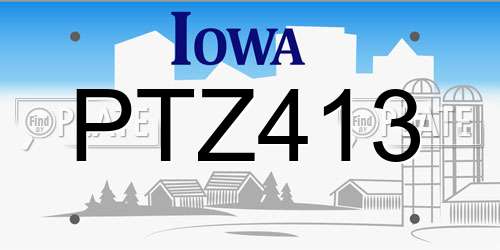 PTZ413 Iowa License Plate