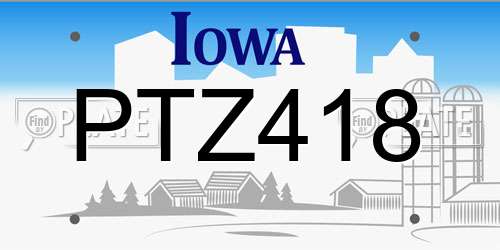 PTZ418 Iowa License Plate