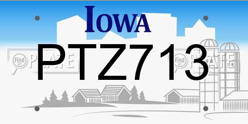 PTZ713 Iowa License Plate
