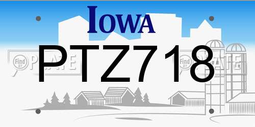 PTZ718 Iowa License Plate
