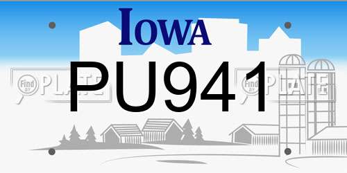PU941 Iowa License Plate