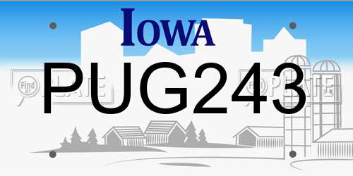 PUG243 Iowa License Plate