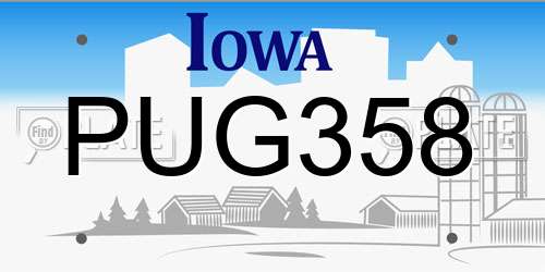 PUG358 Iowa License Plate