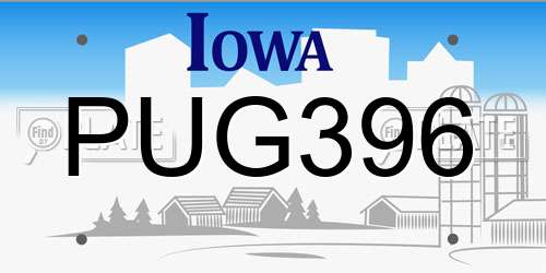 PUG396 Iowa License Plate