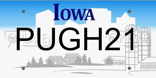 PUGH21 Iowa License Plate
