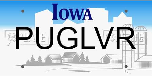 PUGLVR Iowa License Plate