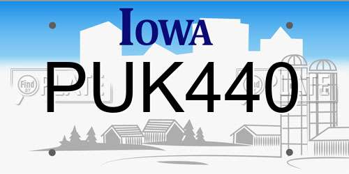 PUK440 Iowa License Plate
