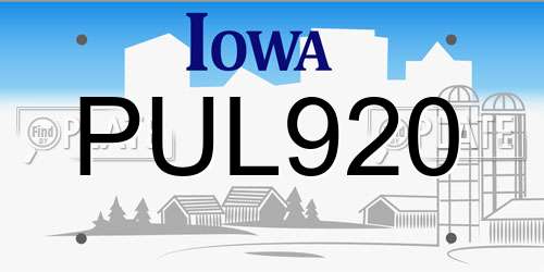 PUL920 Iowa License Plate