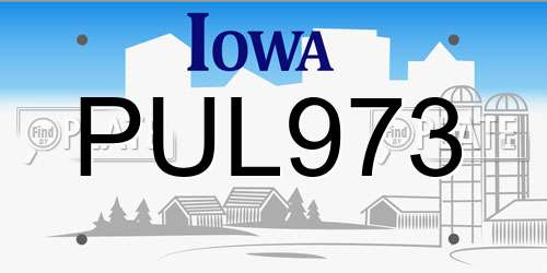 PUL973 Iowa License Plate