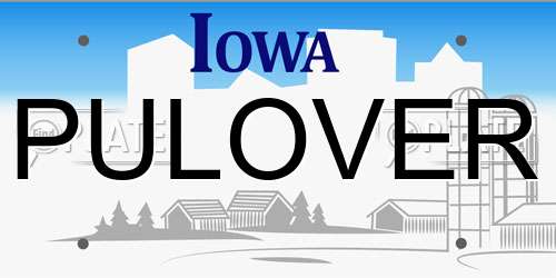 PULOVER Iowa License Plate