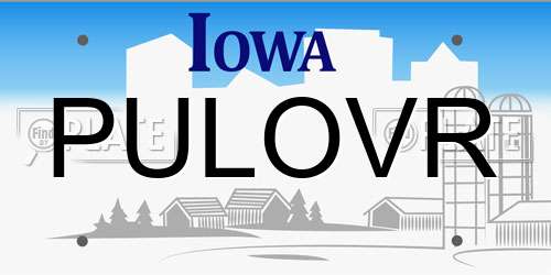 PULOVR Iowa License Plate