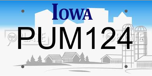 PUM124 Iowa License Plate
